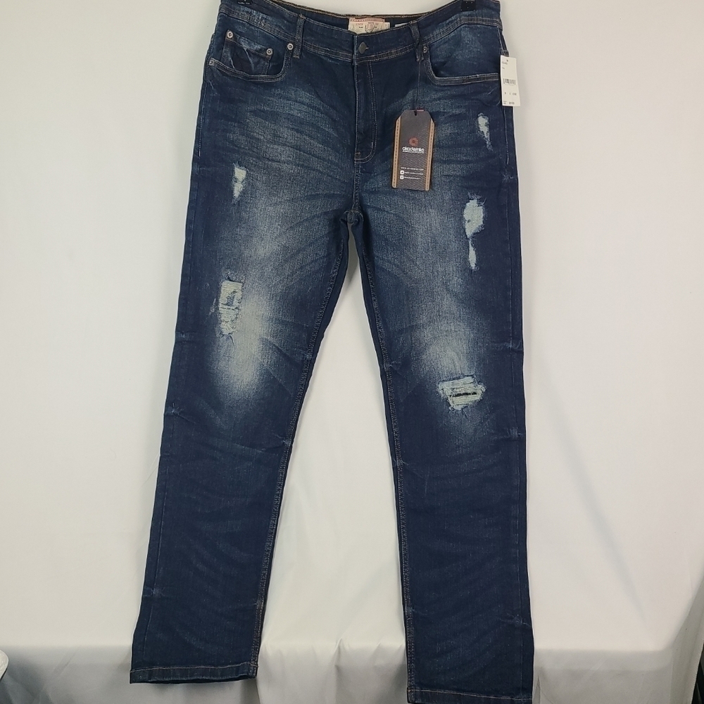 NEW Akademiks Men's Jeans Superior Stretch Denim 40x32 Distressed NWT MSRP $68